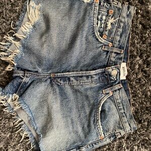 Agolde Distressed Blue Jean Shorts